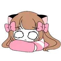 a drawing of a girl with cat ears and a pink bow in her hair