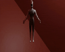 a statue of a woman 's torso with a red background
