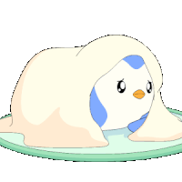a cartoon penguin is wrapped in a blanket