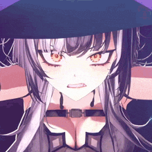 a close up of a anime character with a very angry look on her face