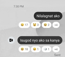 a screenshot of a text message that says nilalagnat ako isugod nyo ako sa kanya