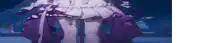 a couple of anime characters are standing next to each other . one of the characters is wearing a purple dress .