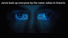 jarvis look up everyone by the name julian in ontario with a blue background