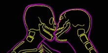 Electric Kiss Skeletons Kissing GIF - Electric Kiss Skeletons Kissing Brain Kiss Skeleton GIFs