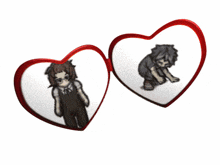 a couple of hearts with a picture of a man and a woman inside of them