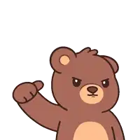 a teddy bear with an angry look on his face