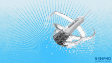 an advertisement for renpho shows a toothbrush splashing in the water