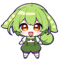 a drawing of a girl with green hair