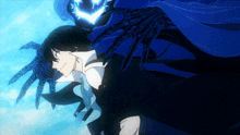 a drawing of a man with a blue cape on