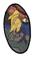 a drawing of a mermaid with a starfish in the foreground