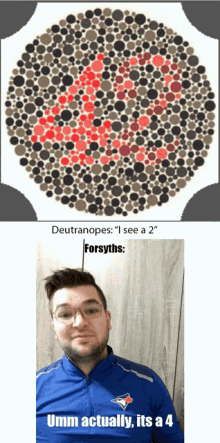 color blind uhmm actually its4 deutranopes forsyths