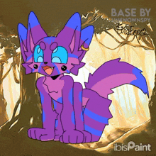 a drawing of a purple and blue cat with the words base by unknownsrk
