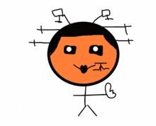 a drawing of a stick figure with a circle in the middle