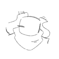 a black and white drawing of a person 's head