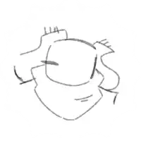 a black and white drawing of a person 's head