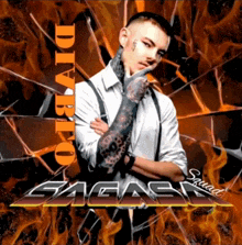 a man with a tattoo on his arm is on the cover of a book titled diablo sagas