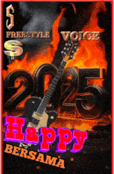 a poster that says ' freestyle voice 2025 happy bersama ' on it