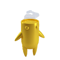 a 3d rendering of a cartoon character with a smoke coming out of its head