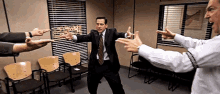 The Office Mexican Standoff GIF - The Office Mexican Standoff Finger Guns GIFs