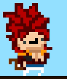 a pixel art of a man with red hair
