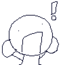 a pixel art drawing of a person with an exclamation point