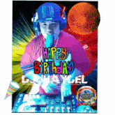 a dj playing music with the words happy birthday