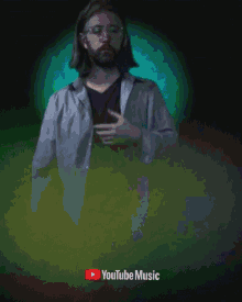 a person covering their face with their hand and a red play button in the corner