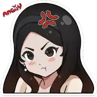 a cartoon drawing of a girl with an angry expression