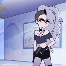 a cartoon of a girl holding a gun in front of a bulletin board that says comms