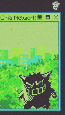 a picture of a monster with the words chia network on the top