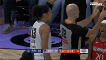 a basketball game between washington and gsv is going on