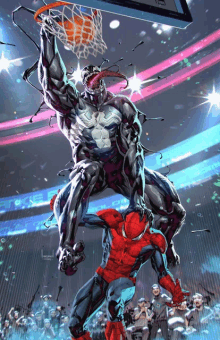 Venom Dunking On Spider Man Venom GIF - Venom Dunking On Spider Man Venom Spider Man GIFs