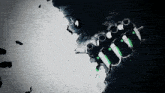 a black and white drawing with a green u on the bottom