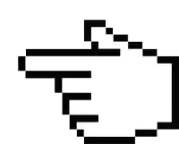 a black and white pixel art arrow pointing to the right .