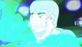 a cartoon of a man in a bathtub with a tattoo on his face