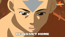 a cartoon of a man with the words he wasn 't home on the bottom