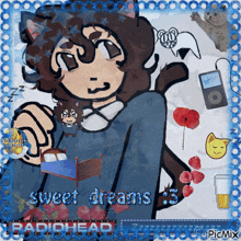 a cartoon drawing of a girl with the words sweet dreams 3