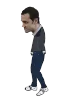 a drawing of a man walking with his head visible