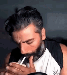 Guy Smoking Handsome Smoking GIF - Guy Smoking Handsome Smoking Beard Man Smoking GIFs