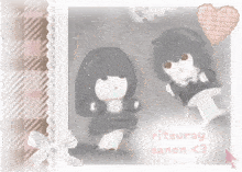 a picture of two dolls with the words ritsuray canon < 3