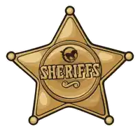 a sheriff 's badge with a horse in the center