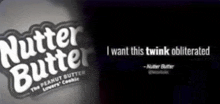 a black and white advertisement for nutter butter peanut butter
