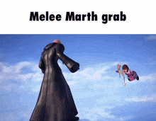 a picture of a man and a girl with the words melee marth grab below them