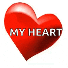 a red heart with the words `` my heart '' on it .