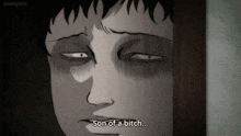 a cartoon character says son of a bitch in the corner