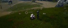 a video game is being played with a person holding a hammer