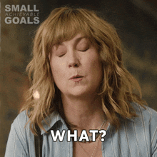 a woman with a small achievable goals logo on the bottom