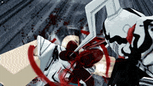 a screenshot of a video game with blood coming out of a person 's face