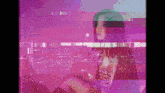 a purple and pink image of a woman with a t-shirt that says rio on it