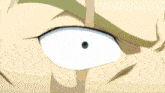 a close up of a cartoon character 's eye with a green spot in it